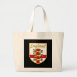 England, English, 3 Lions Badge or Crest,Black Bac Tote Bags