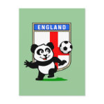 This adorable little panda is too cute! He's featured in front of a large flag from England and ready to play football and score some goals. This cute design is perfect for football players and soccer fans.