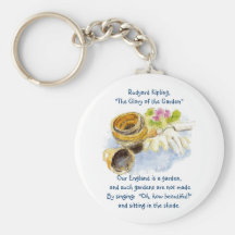 England Garden Verse with Watercolor Painting Key Chain