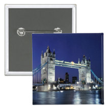 England, London, Tower Bridge 3 Pinback Buttons