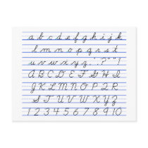 English Alphabet Diagram in Cursive Handwriting Post Cards
