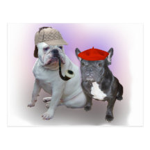 English and French bulldogs Postcards