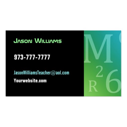 English and Math tutor Business Cards (back side)