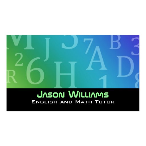 English and Math tutor Business Cards (front side)