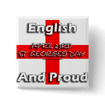 English and Proud - Square Badge Pinback Button