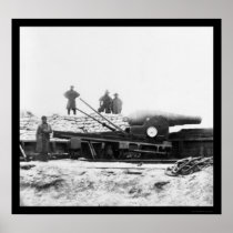 English Armstrong Gun in Fort Fisher, NC 1864 Print