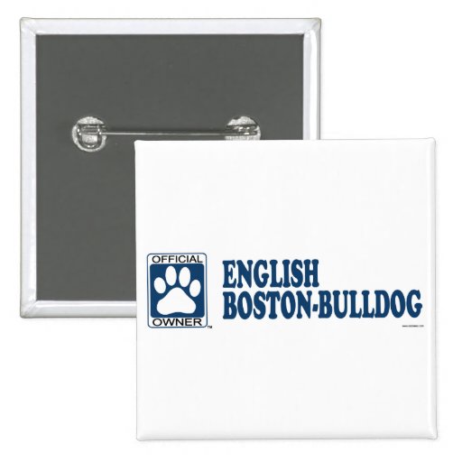 English Boston-Bulldog Blue Pinback Button