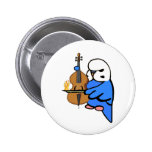 English Budgie Plays Bass Cello Pinback Buttons