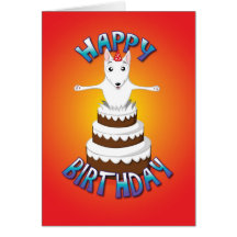 english bull terrier - cake - happy birthday card