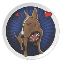 English Bull Terrier Love and Sunburst  Plate