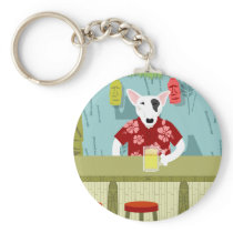 English Bull Terrier Tiki Bar Keychain