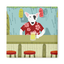 English Bull Terrier Tiki Bar Refrigerator Magnet