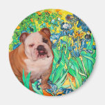English Bulldog 1 - Irises Refrigerator Magnet