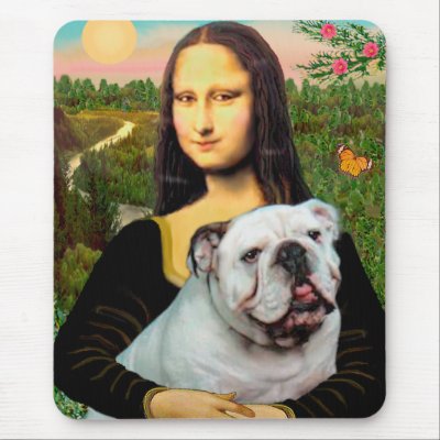 English Bulldog 9 - Mona Lisa Mouse Pads by masterpiecedogs