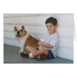 English Bulldog and Little Boy Cards