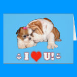 English Bulldog and Shih Tzu I LOVE YOU Cards cards