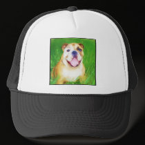 English Bulldog Art cap hats