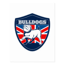 English bulldog british rugby sports team mascot postcard