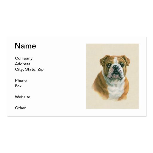 English Bulldog Business Cards (front side)