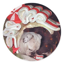 English Bulldog Christmas Reflection stickers by LindaLetellier English Bulldog Christmas Reflection stickers