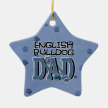 English Bulldog DAD Christmas Ornaments