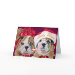 English Bulldog In Christmas Attire Cards