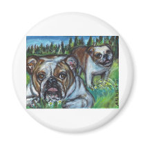 English Bulldog loungers Gus & Haddy Refrigerator Magnet