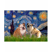 English Bulldog Pair 2 - Starry Night t-shirts