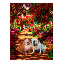 English Bulldog Pair - The Path Post Card