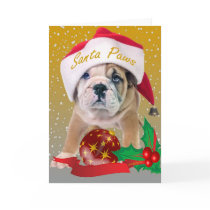 English bulldog puppy in Santa Hat Cards by friskybiz English bulldog puppy in Santa Hat Cards