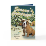 English Bulldog Snow Cabin Christmas Cards