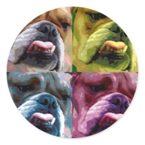 English bulldog round stickers