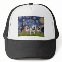 English Bulldog Trio - Starry Night Mesh Hats