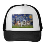 English Bulldog Trio - Starry Night Mesh Hats
