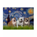 English Bulldog Trio - Starry Night t-shirts by masterpiecedogs English Bulldog Trio - Starry Night t-shirts