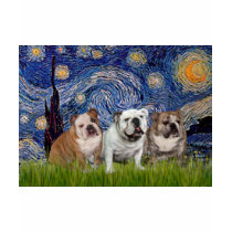 English Bulldog Trio - Starry Night t-shirts