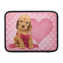English cocker spaniel and heart shaped chocolates MacBook sleeves