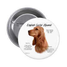 English Cocker Spaniel (red) History Design Buttons
