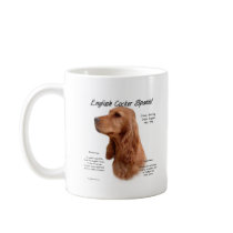English Cocker Spaniel (red) History Design Mugs