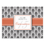 ENGLISH Coral Damask Quinceanera Invitation