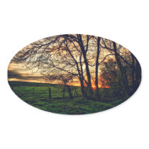 English Countryside Sunset HDR art oval stickers stickers
