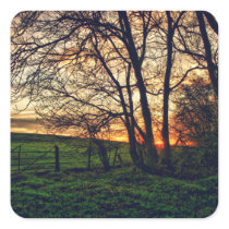 English Countryside Sunset HDR art square stickers stickers