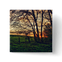 English Countryside Sunset HDR Button pin buttons