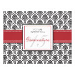 ENGLISH Cranberry Damask Quinceanera Invitation