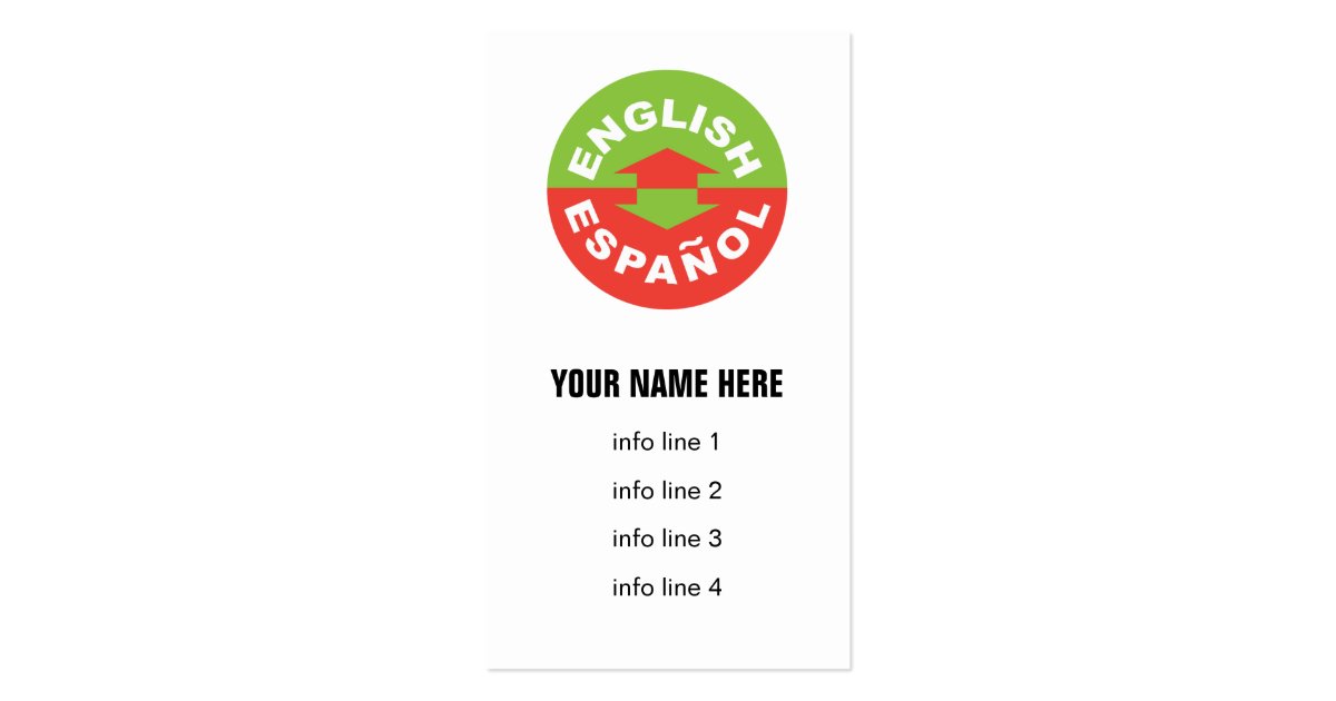English Español bilingual symbol Business Card Zazzle