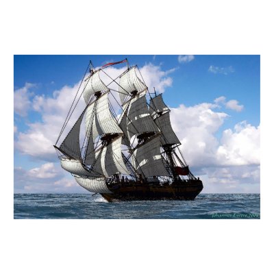 English frigate in fair weather print by seawolf