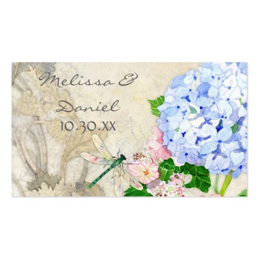 English Garden, Blue n Pink Hydrangeas Watercolor Business Card