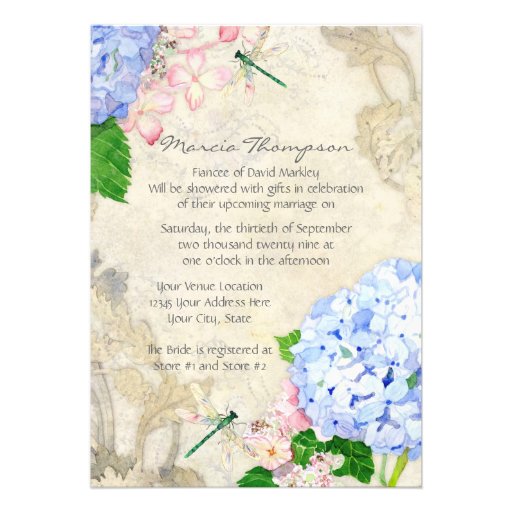 English Garden, Blue n Pink Hydrangeas Watercolor Cards