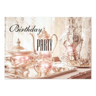 English High Tea Birthday Party Invitation