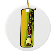 English Horn, Brown with yellow green back graphic Christmas Ornament